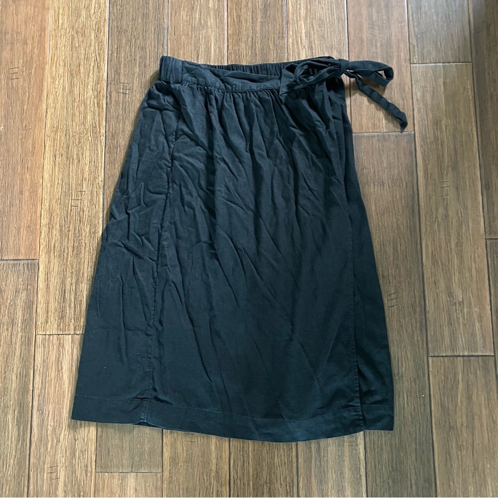 A New Day Black Linen blend wrap skirt Size Medium